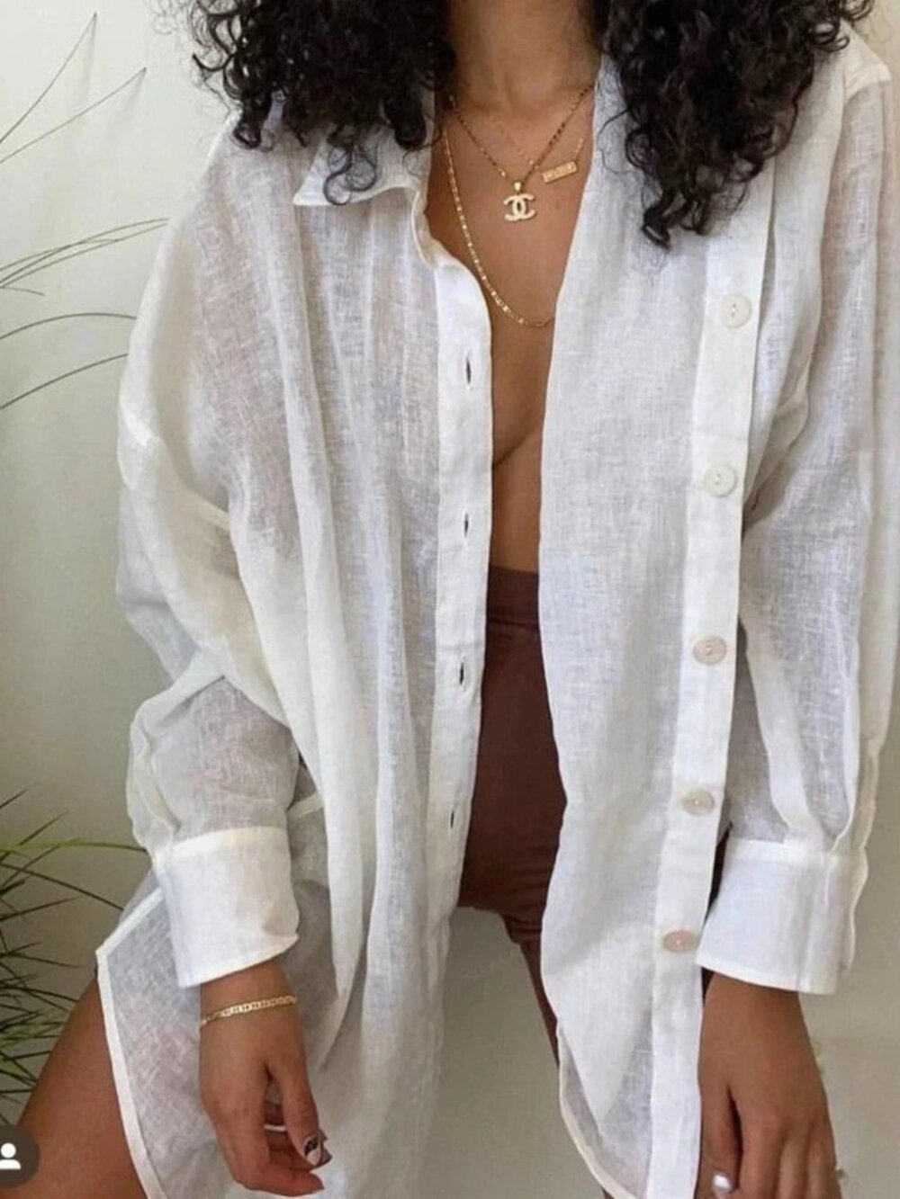 Tan + Lines Tulum Cover Up | Sivan Ayla Button Down - Picture 2 of 11